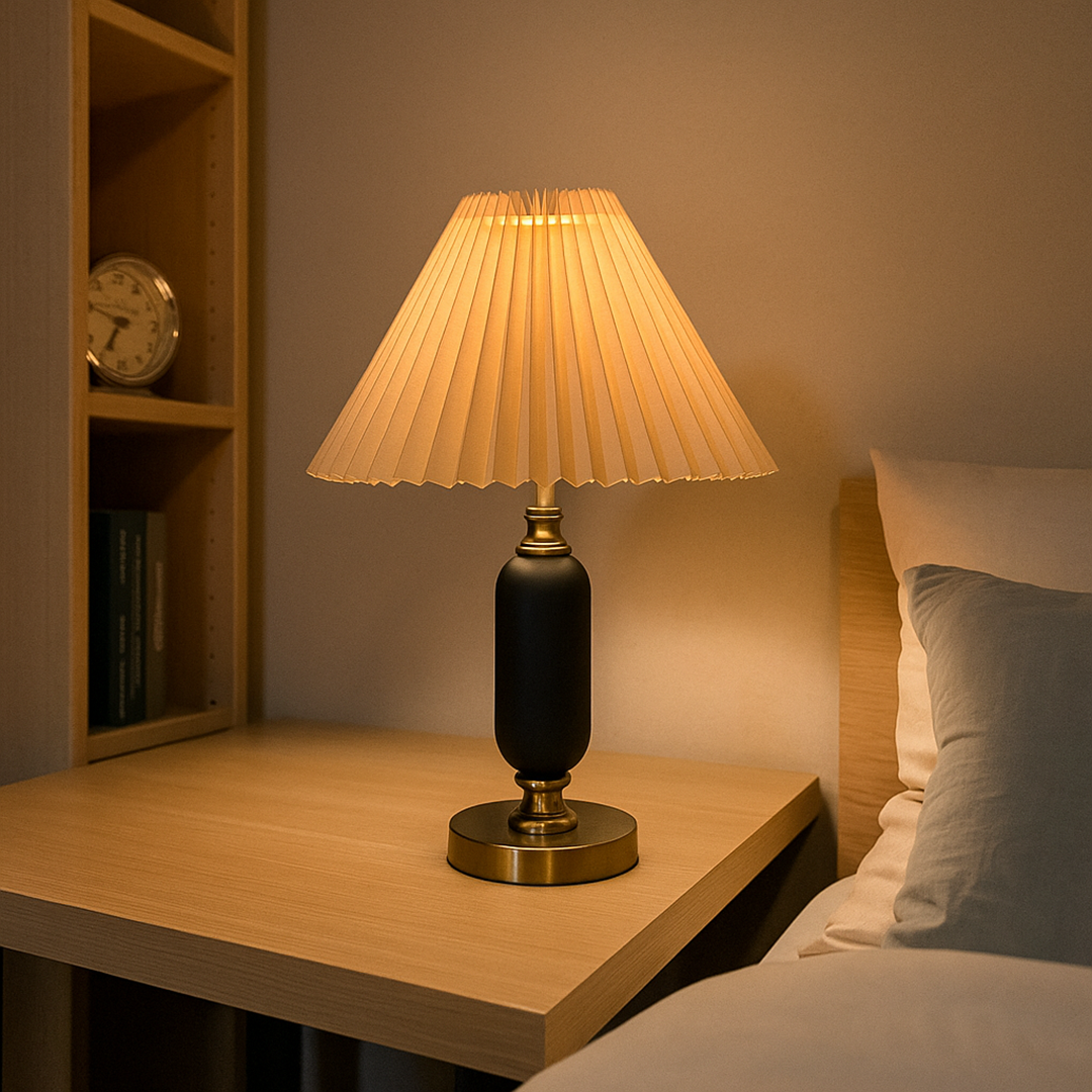 Metalowa Lampa Stołowa – Żelazo Tkanina – widok produktu 2 | Nuvira Home
