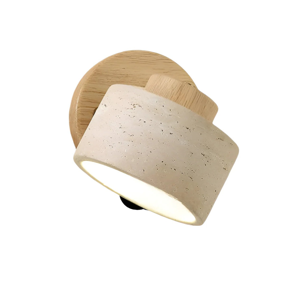Minimalistyczna lampa ścienna z trawertynu i drewna – widok produktu 16 | Nuvira Home
