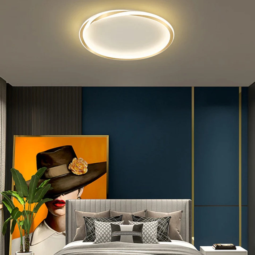Minimalistyczna Okrągła Lampa Sufitowa LED do Sypialni – widok produktu 6 | Nuvira Home