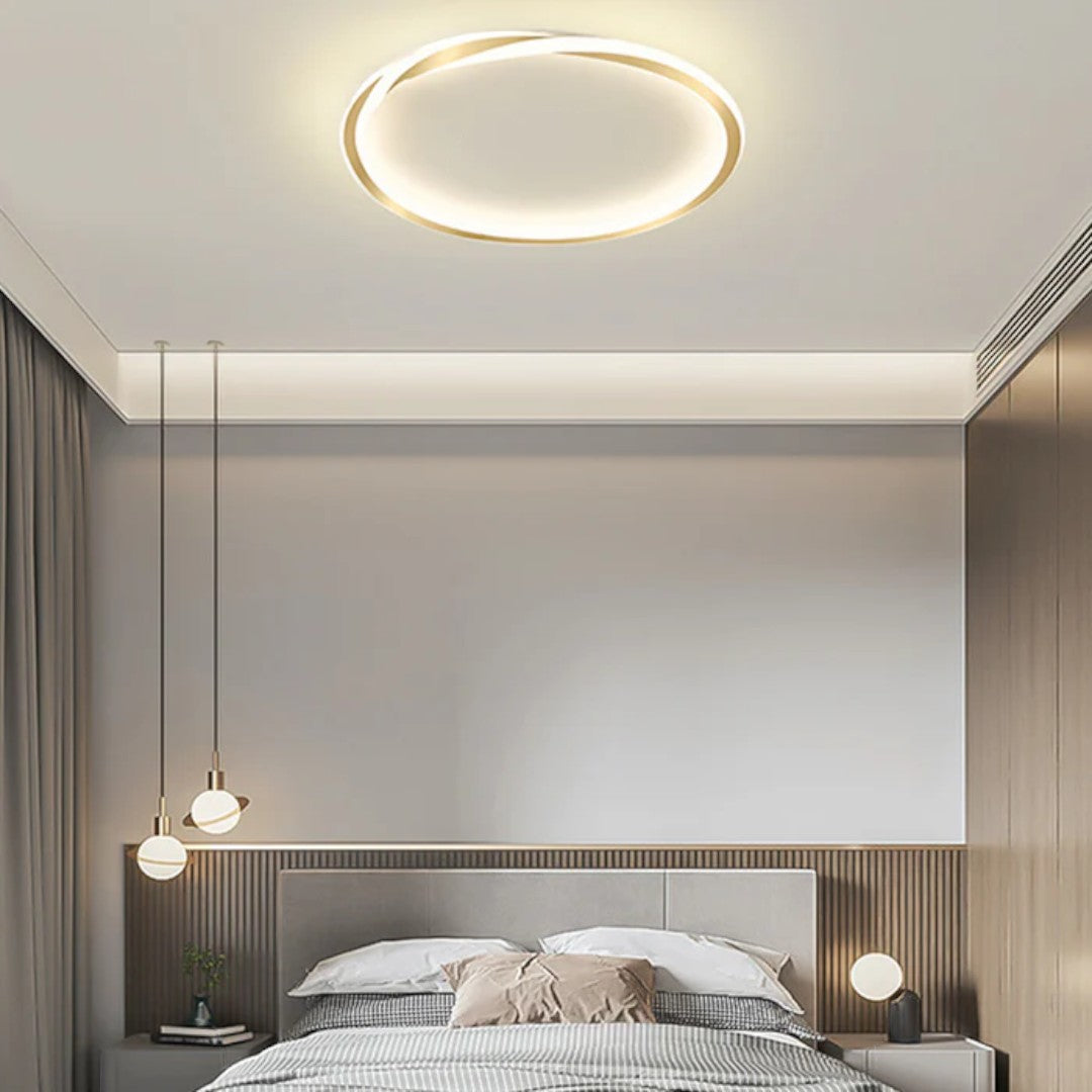 Minimalistyczna Okrągła Lampa Sufitowa LED do Sypialni – widok produktu 12 | Nuvira Home
