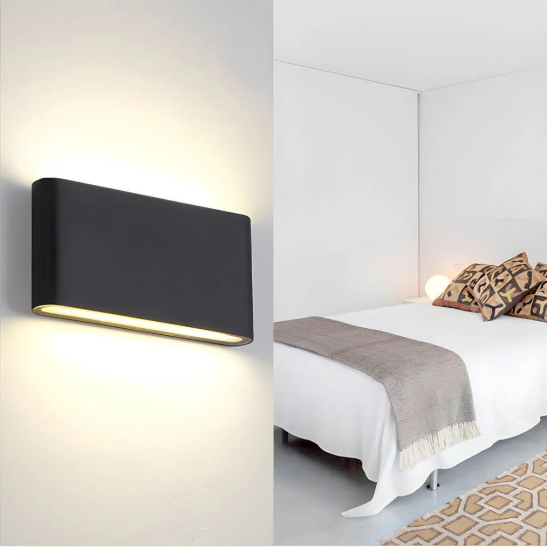Minimalistyczna prostokątna zewnętrzna lampa ścienna – widok produktu 7 | Nuvira Home