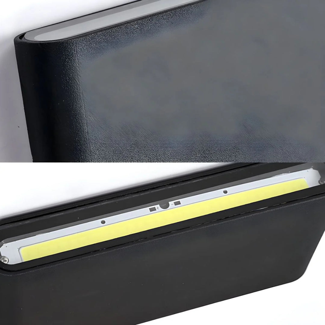 Minimalistyczna prostokątna zewnętrzna lampa ścienna – widok produktu 8 | Nuvira Home