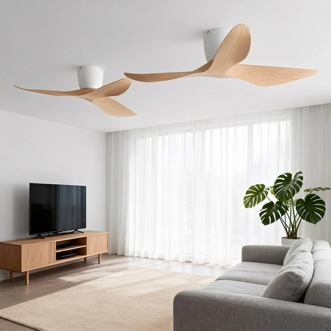 Minimalistyczny wentylator sufitowy z łopatkami – widok produktu 6 | Nuvira Home