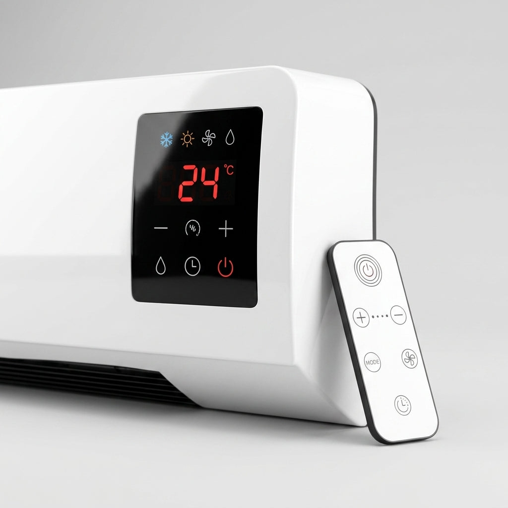 Panel LCD i pilot klimatyzatora ściennego 4w1, chłodzenie i ogrzewanie