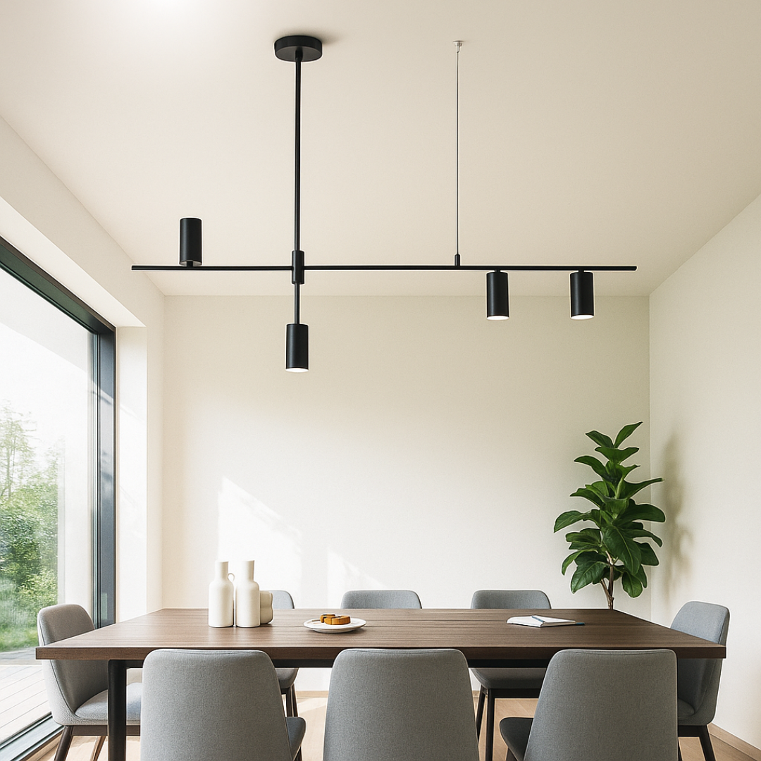 Nowoczesna długa czarna lampa wisząca – Rustykalna dekoracja wnętrz – widok produktu 5 | Nuvira Home