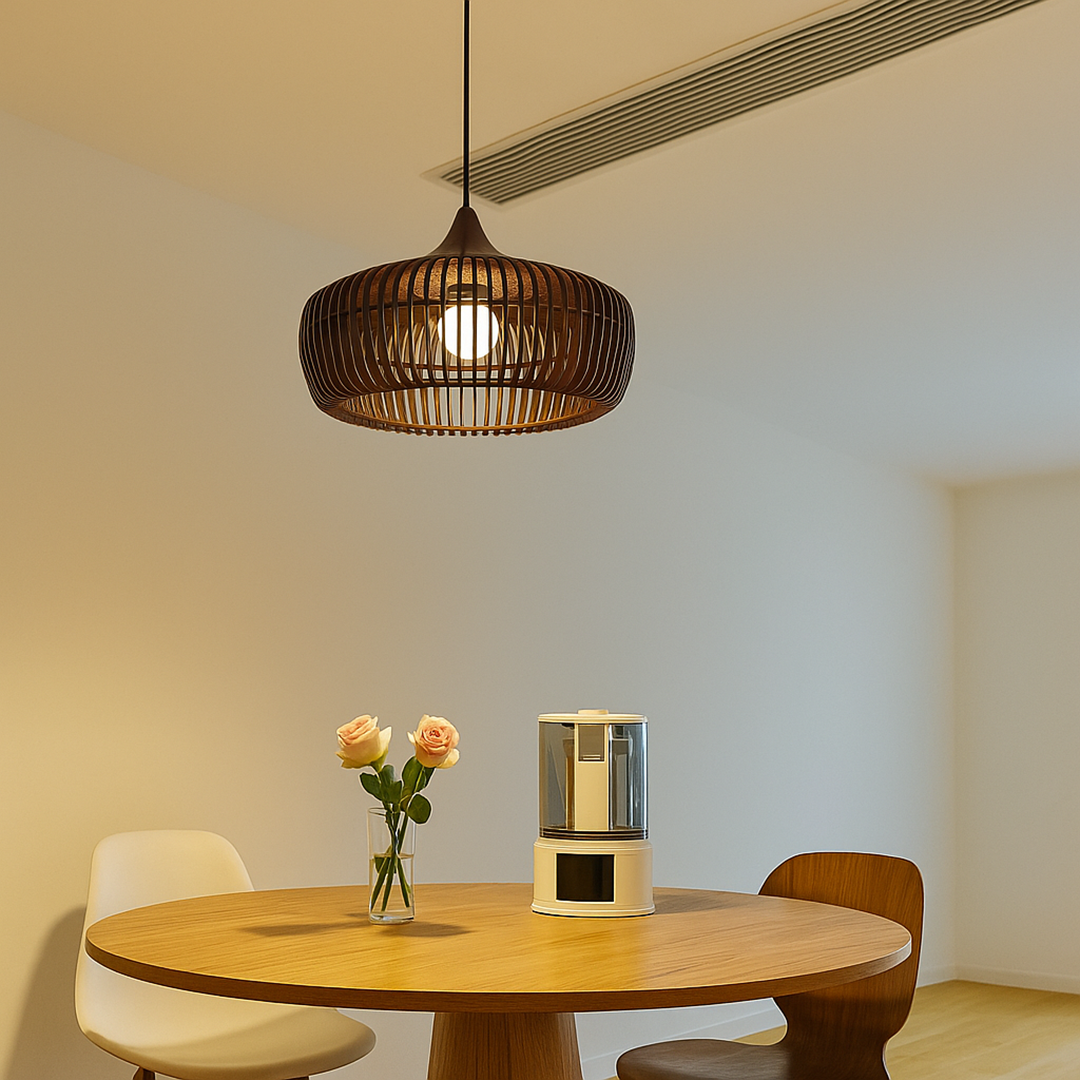 Nowoczesna Drewniana Lampa Wisząca O Designerskim Wyglądzie – Regulowany Przewód – widok produktu 4 | Nuvira Home