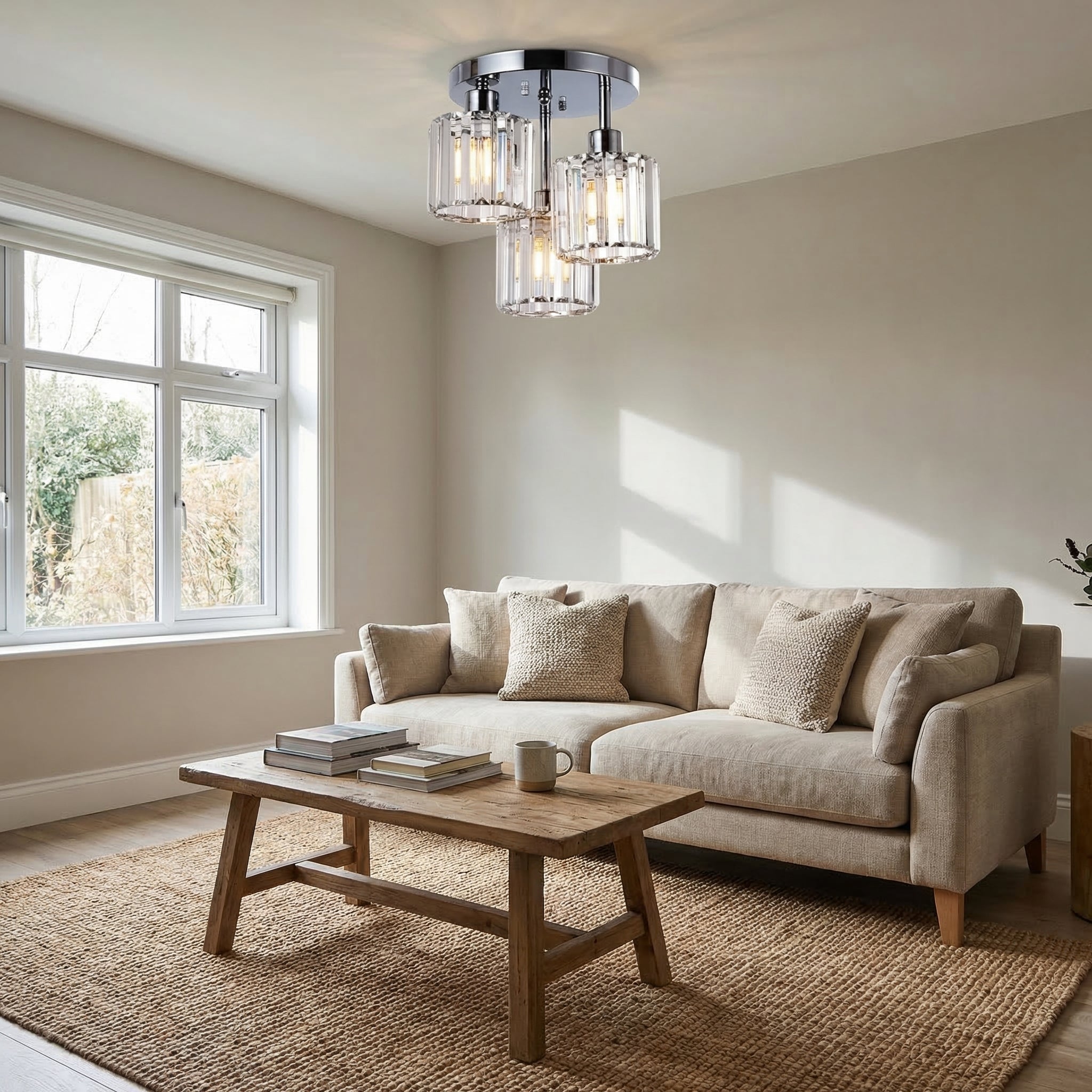 Nowoczesna Kryształowa Lampa Sufitowa Półnatynkowa do Sypialni – widok produktu 3 | Nuvira Home