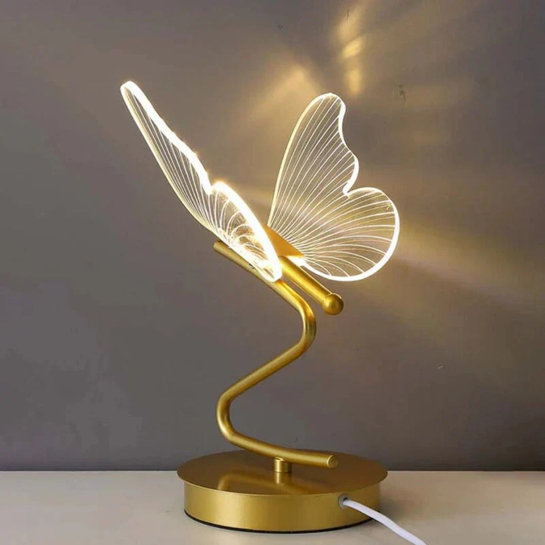 Nowoczesna lampa stołowa LED w kształcie motyla – widok produktu 5 | Nuvira Home