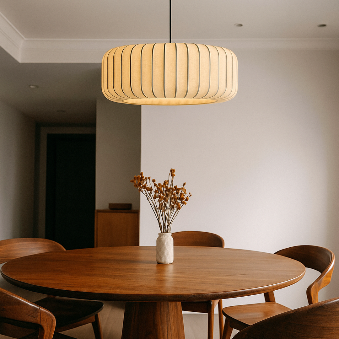 Nowoczesna Lampa Wisząca Z Materiałowym Kloszem – Do Jadalni – widok produktu 5 | Nuvira Home