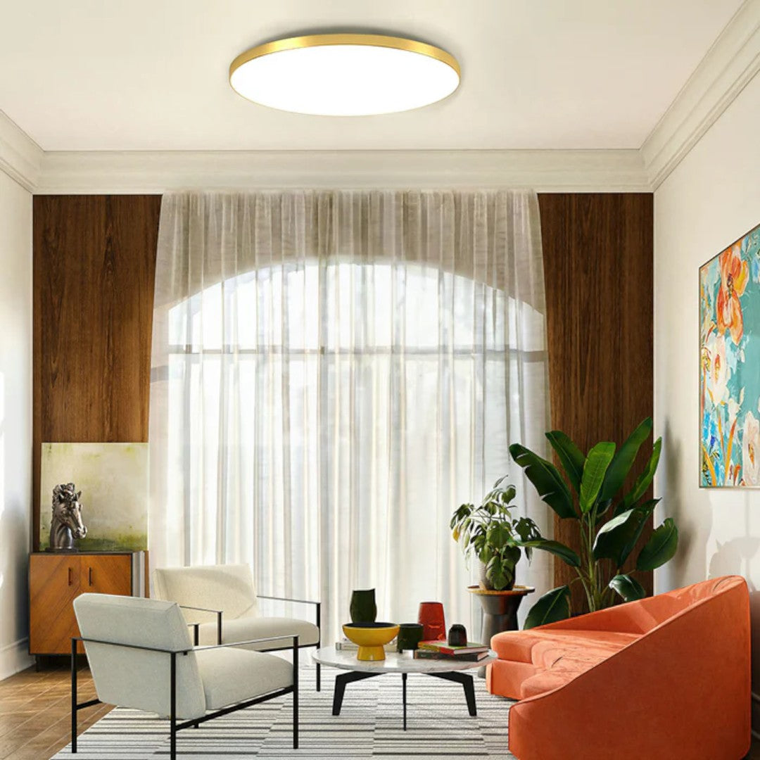 Nowoczesna Okrągła Lampa Sufitowa z Minimalistycznym Designem LED – widok produktu 13 | Nuvira Home