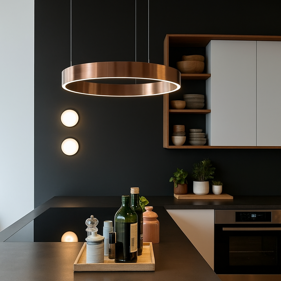 Nowoczesna Okrągła Lampa Wisząca – LED Oświetlenie – widok produktu 1 | Nuvira Home