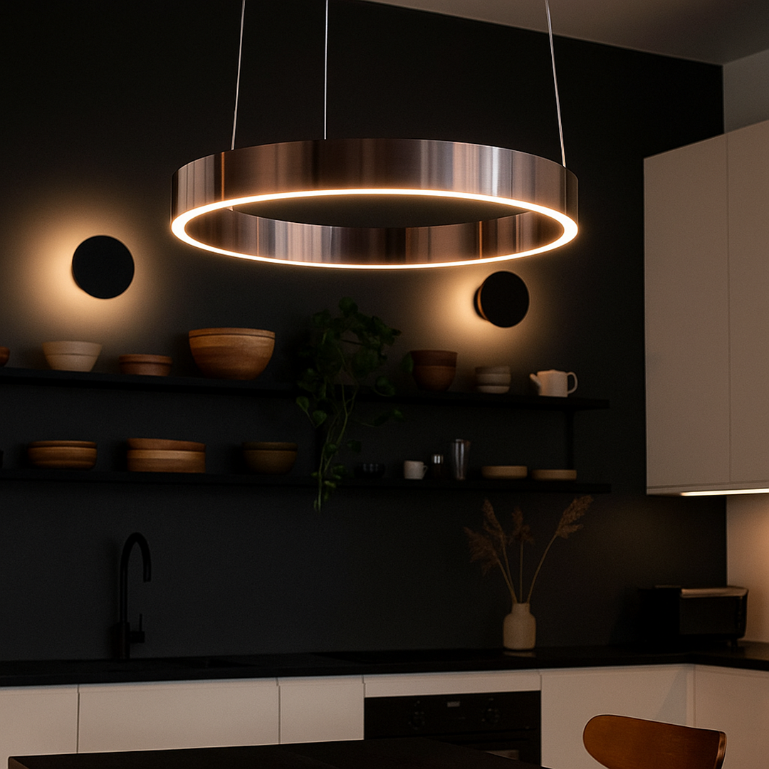 Nowoczesna Okrągła Lampa Wisząca – LED Oświetlenie – widok produktu 3 | Nuvira Home