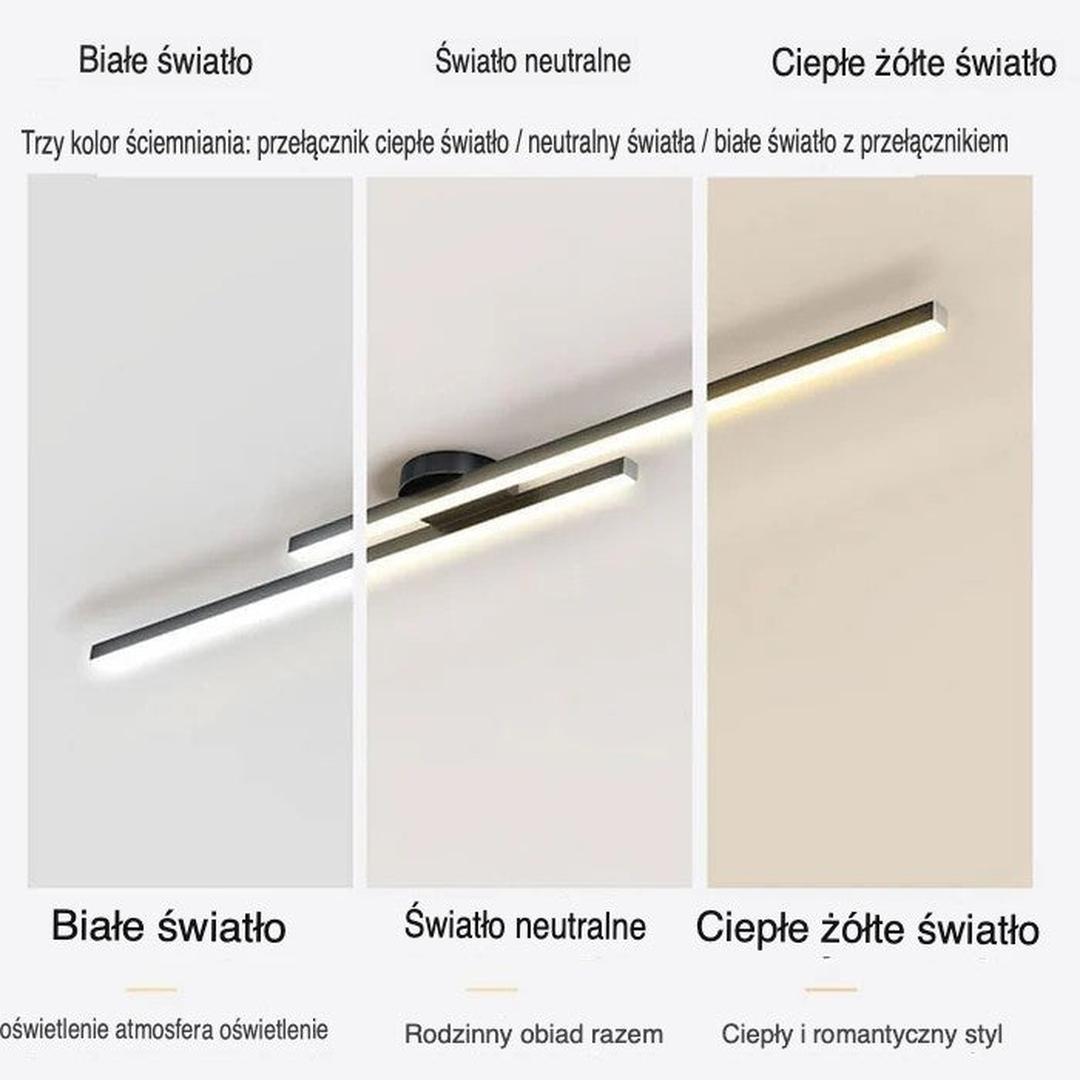 Nowoczesna Podłużna Lampa Sufitowa z Aluminium z Oświetleniem LED – widok produktu 6 | Nuvira Home