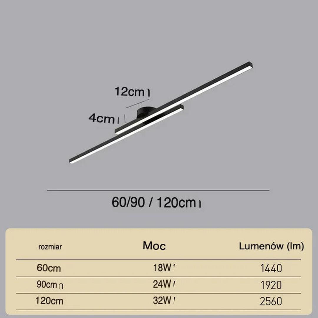 Nowoczesna Podłużna Lampa Sufitowa z Aluminium z Oświetleniem LED – widok produktu 11 | Nuvira Home