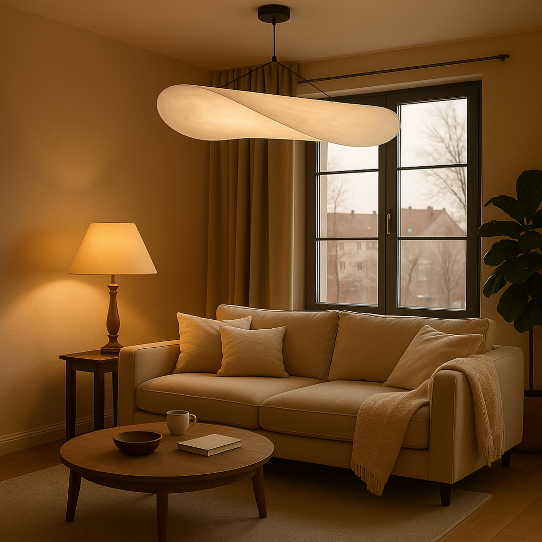 Nowoczesna Rzeźbiarska Lampa Wisząca Z Jedwabiu – Artystyczny Design – widok produktu 1 | Nuvira Home