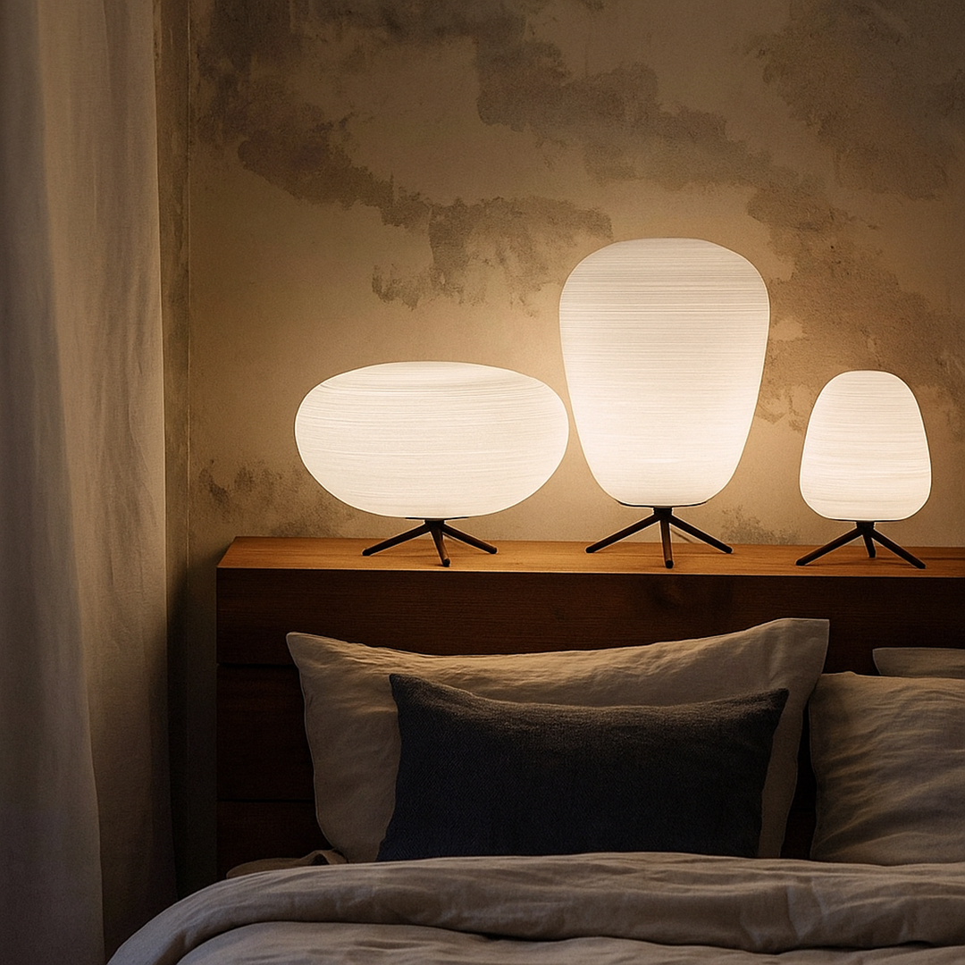 Nowoczesna szklana lampa stołowa – Miękkie światło – widok produktu 2 | Nuvira Home
