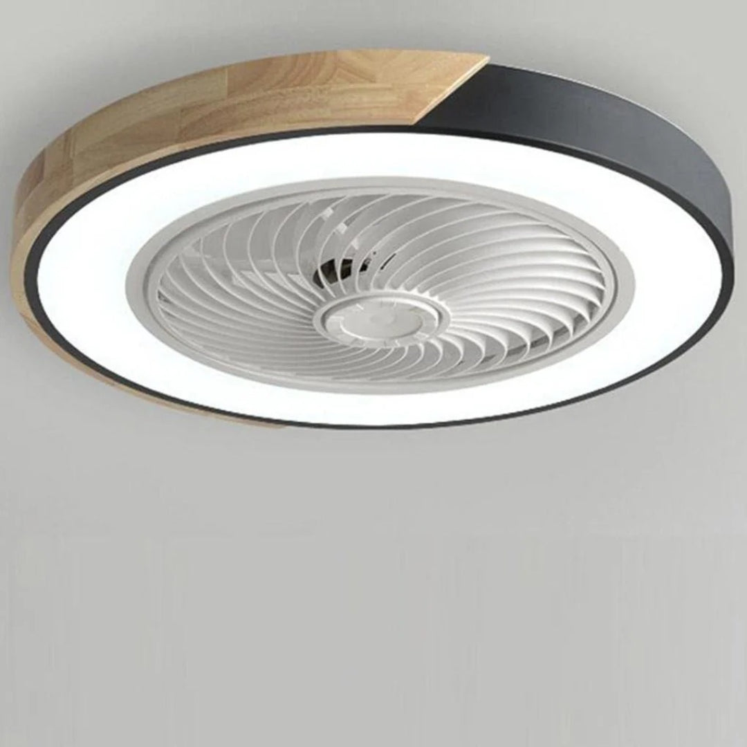 Nowoczesny drewniany wentylator sufitowy z lampą LED – widok produktu 11 | Nuvira Home