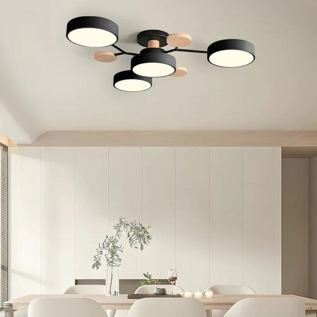 Nowoczesny Okrągły Żyrandol LED Półnatynkowy z Żelaza – widok produktu 12 | Nuvira Home