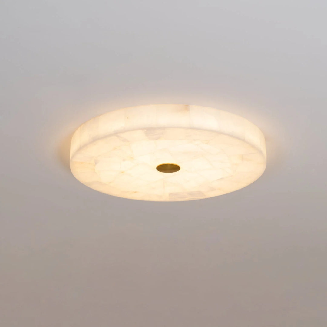 Okrągła lampa sufitowa z alabastru o naturalnym wyglądzie – widok produktu 27 | Nuvira Home