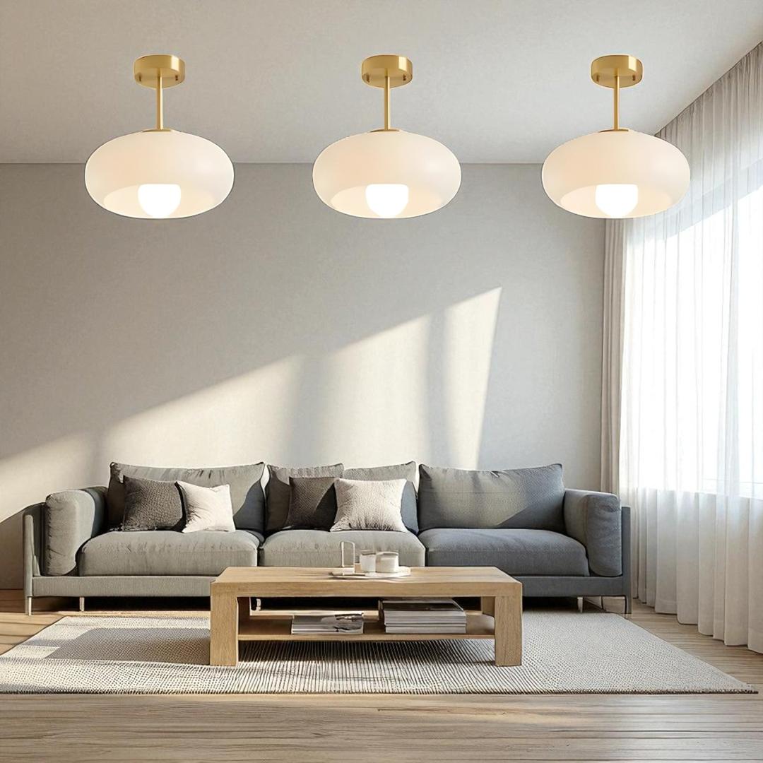 Okrągła Szklana Lampa Sufitowa – Nowoczesny Design – widok produktu 3 | Nuvira Home