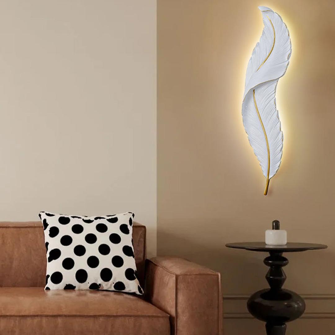 Piórkowa Lampa Ścienna LED Z Miękkim Światłem Dekoracyjnym – widok produktu 3 | Nuvira Home