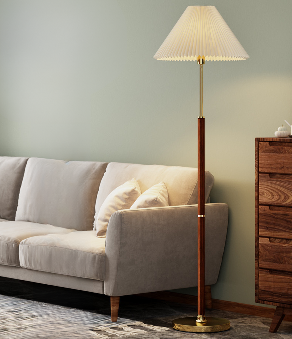 Plisowana Lampa Podłogowa Z Papieru Ryżowego Ze Smukłym Stojakiem – widok produktu 12 | Nuvira Home