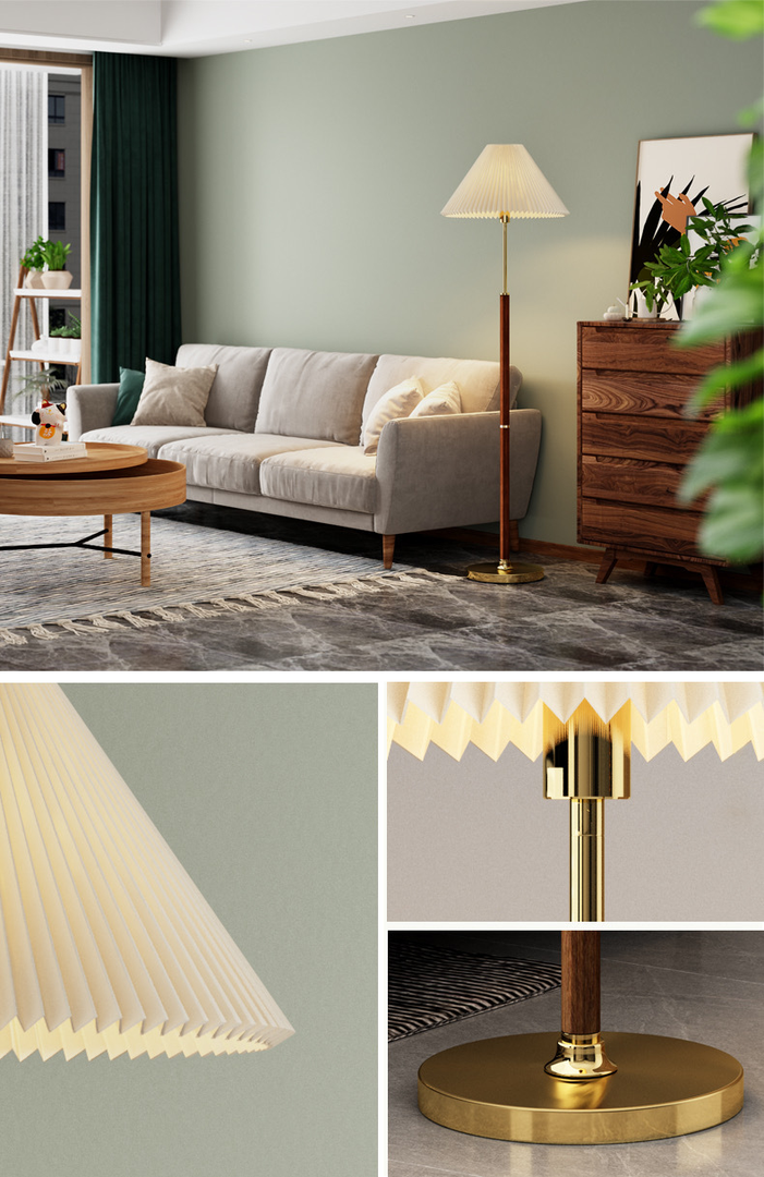 Plisowana Lampa Podłogowa Z Papieru Ryżowego Ze Smukłym Stojakiem – widok produktu 15 | Nuvira Home