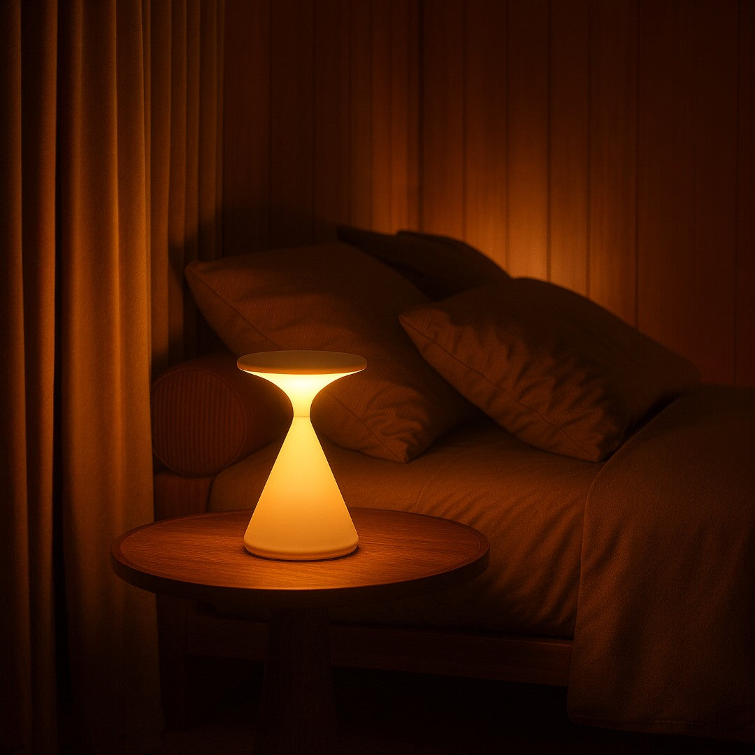 Przenośna Lampa Stołowa W Kształcie Klepsydry – Bezprzewodowa – widok produktu 1 | Nuvira Home
