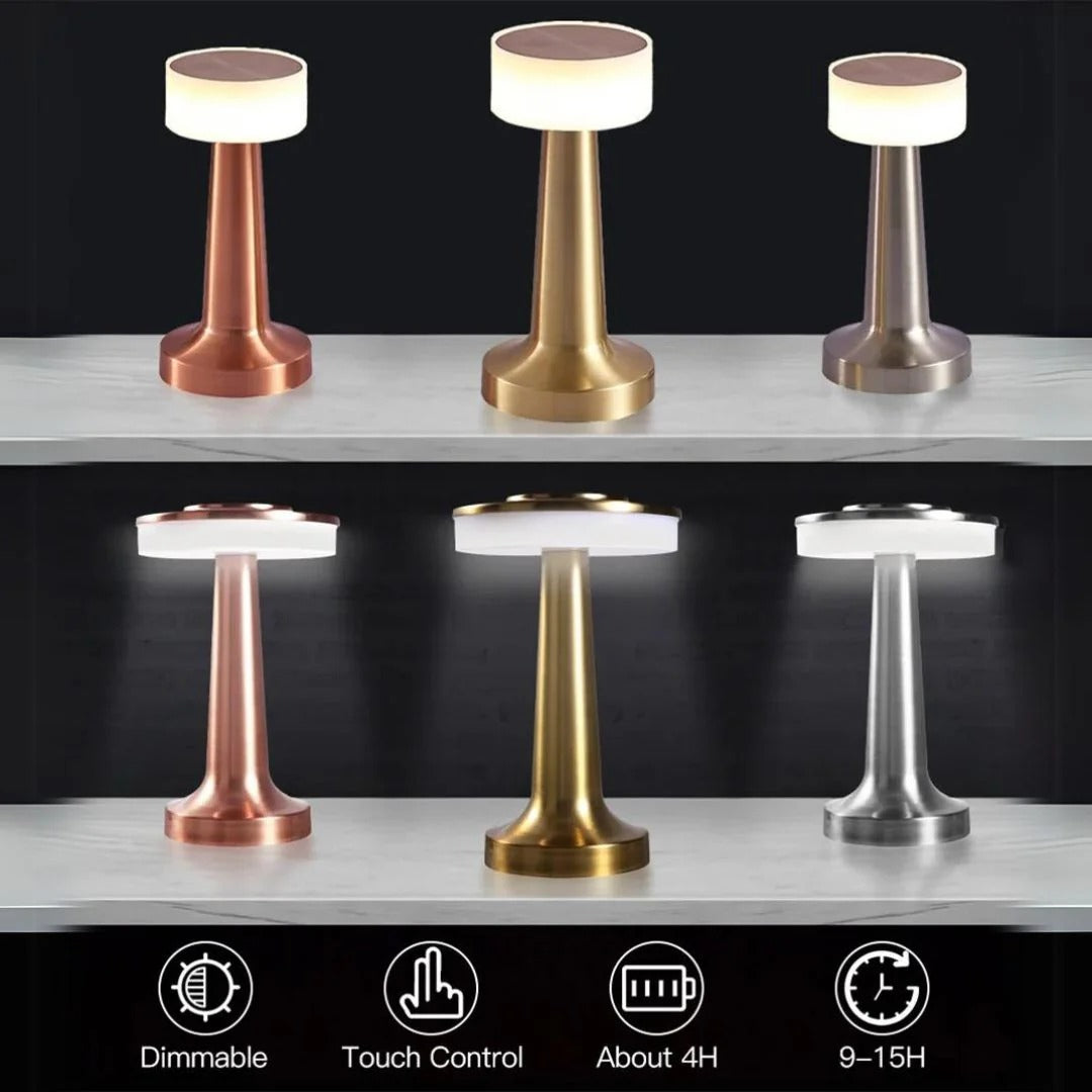 Retro okrągła metalowa lampa stołowa – widok produktu 12 | Nuvira Home