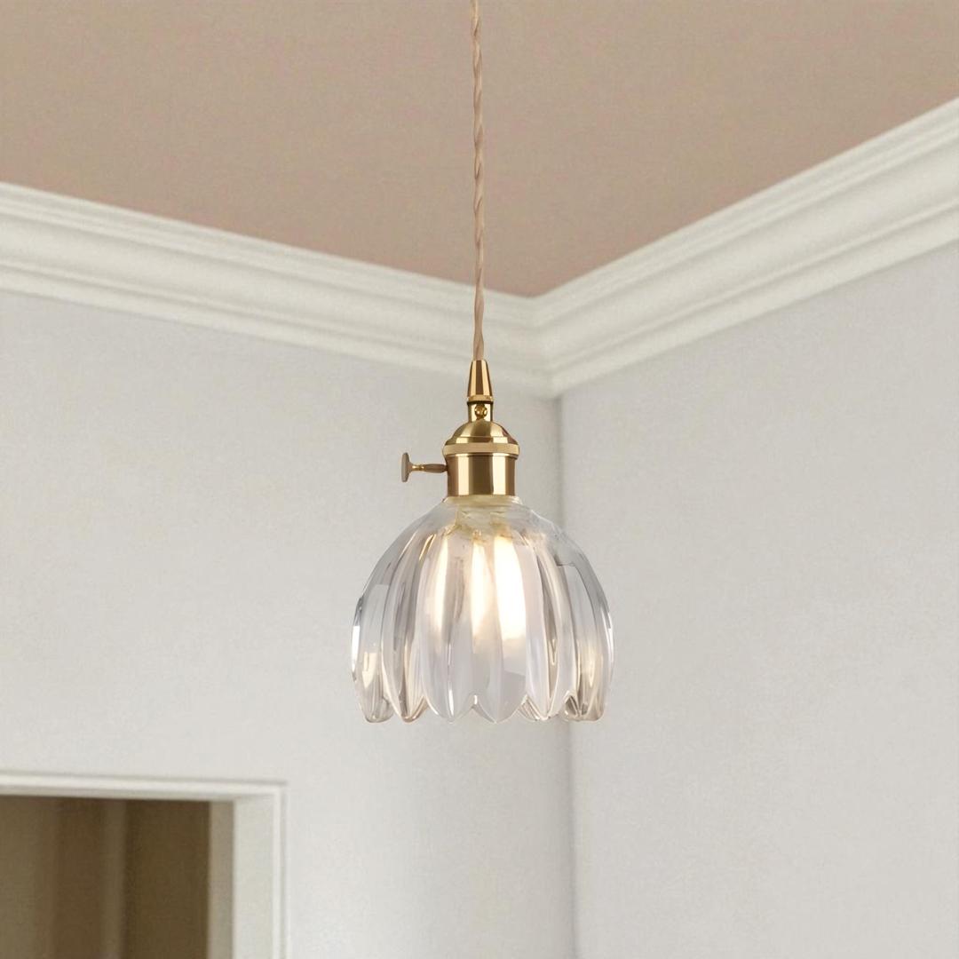 Retro Szklana Lampa Wisząca W Kształcie Kwiatu – Japońska – widok produktu 3 | Nuvira Home