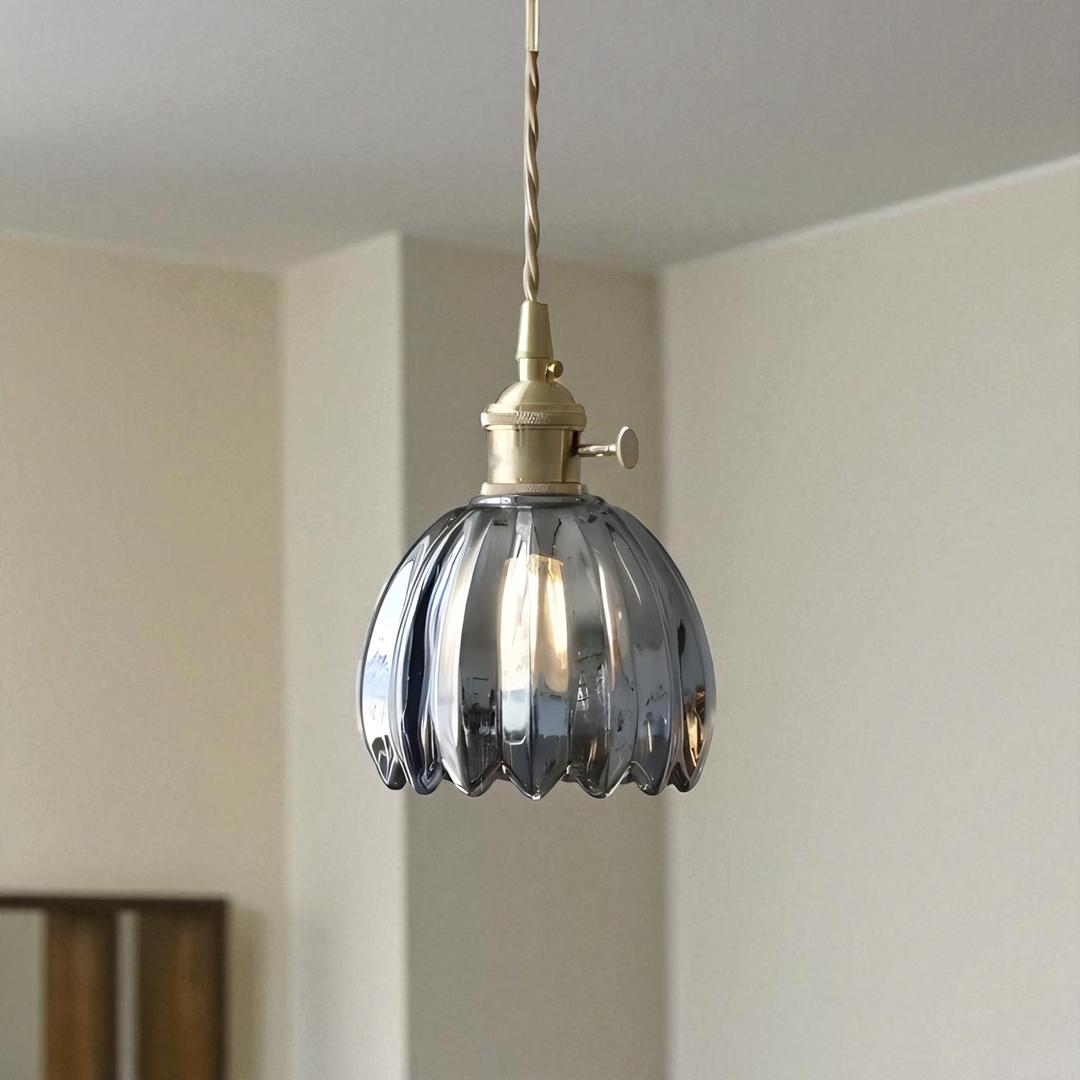 Retro Szklana Lampa Wisząca W Kształcie Kwiatu – Japońska – widok produktu 5 | Nuvira Home