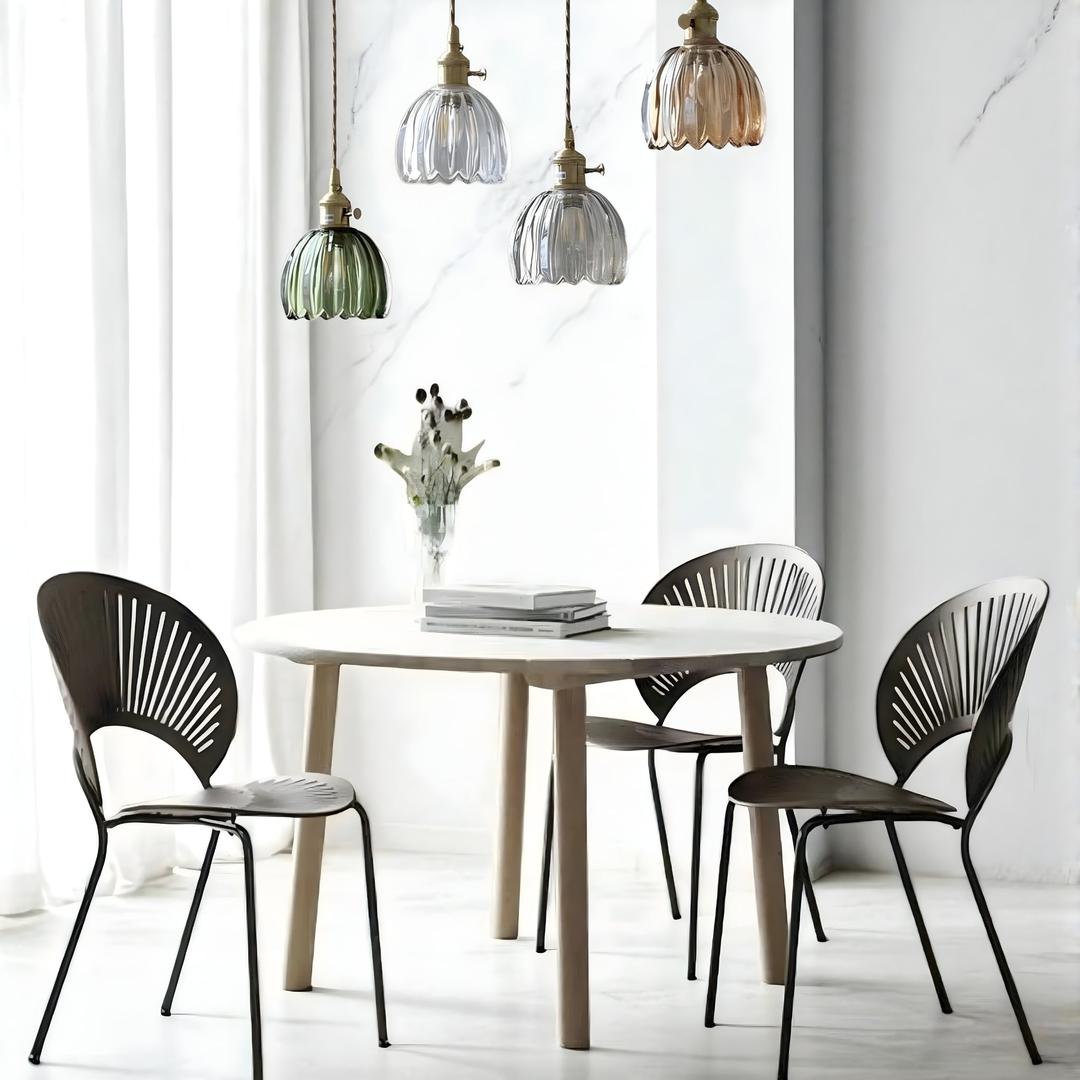 Retro Szklana Lampa Wisząca W Kształcie Kwiatu – Japońska – widok produktu 6 | Nuvira Home