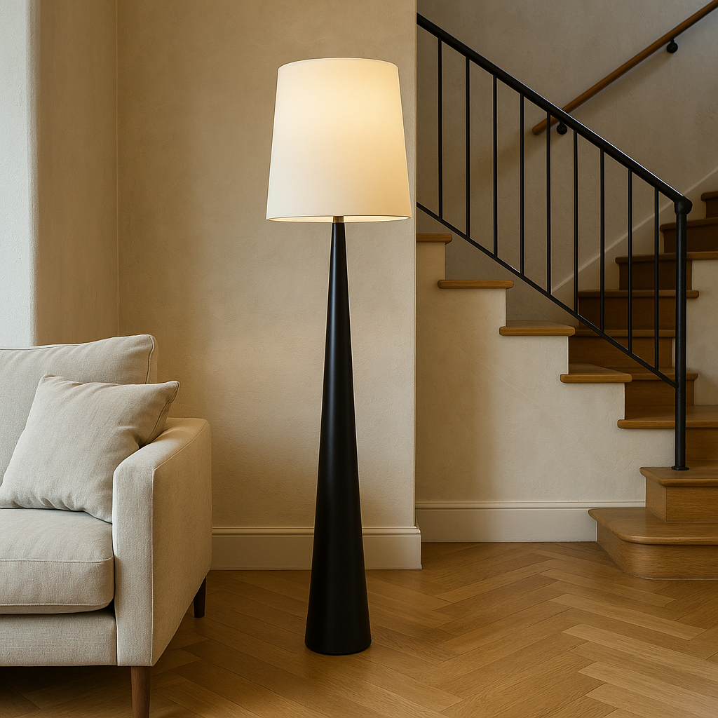 Skandynawska Lampa Podłogowa z Abażurem z Tkaniny – widok produktu 3 | Nuvira Home