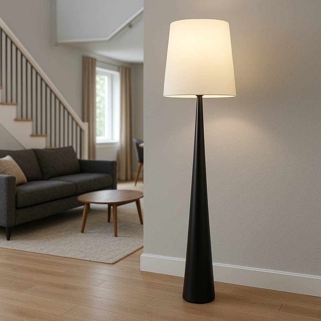 Skandynawska Lampa Podłogowa z Abażurem z Tkaniny – widok produktu 4 | Nuvira Home