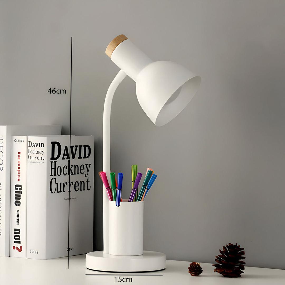 Skandynawska Lampa Stołowa LED – Z Pojemnikiem na Długopisy – widok produktu 5 | Nuvira Home