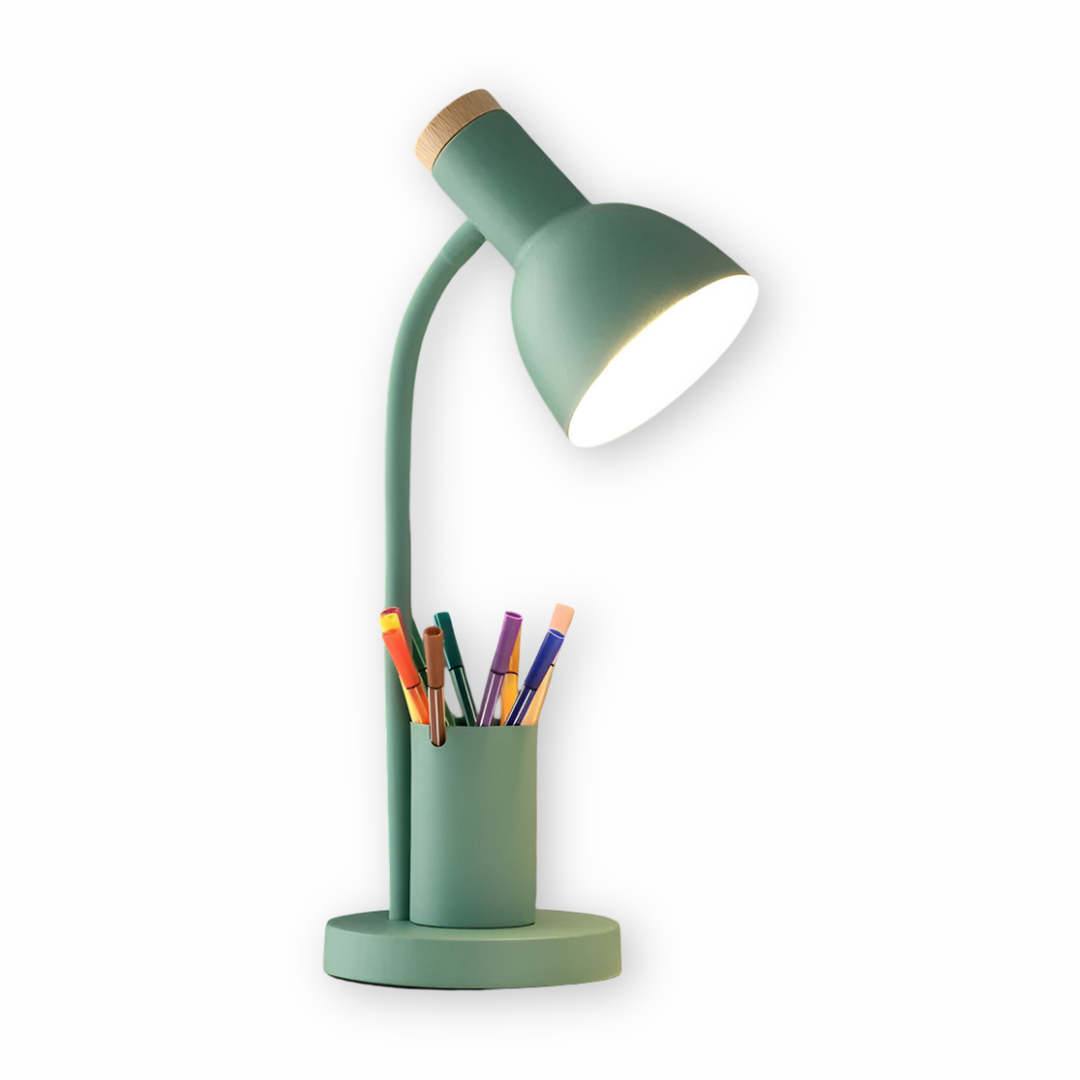 Skandynawska Lampa Stołowa LED – Z Pojemnikiem na Długopisy – widok produktu 12 | Nuvira Home