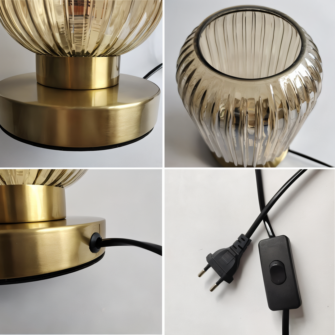 Skandynawska Lampa Stołowa z Żłobionego Szkła – Elegancki Design – widok produktu 8 | Nuvira Home