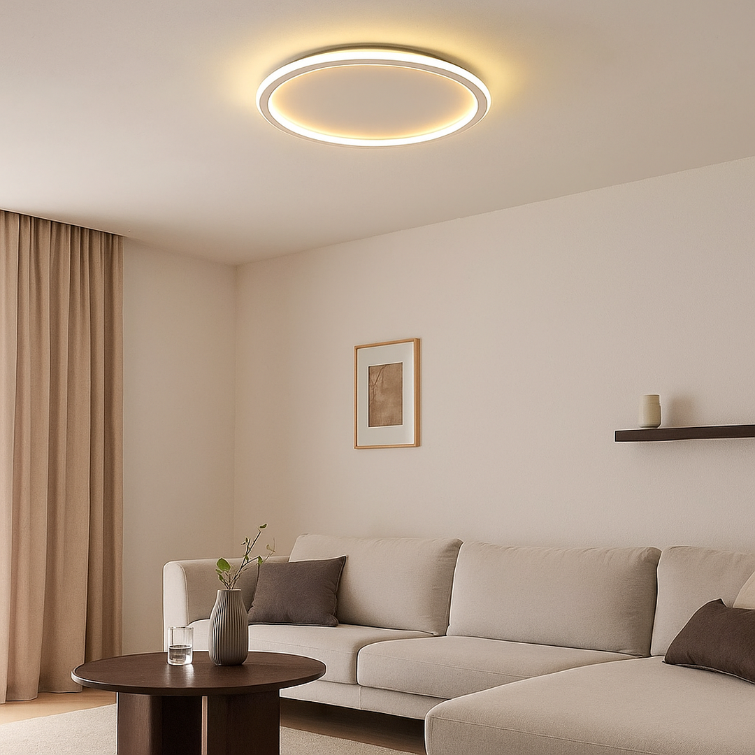 Skandynawska lampa sufitowa okrągła LED – Nowoczesna – widok produktu 1 | Nuvira Home