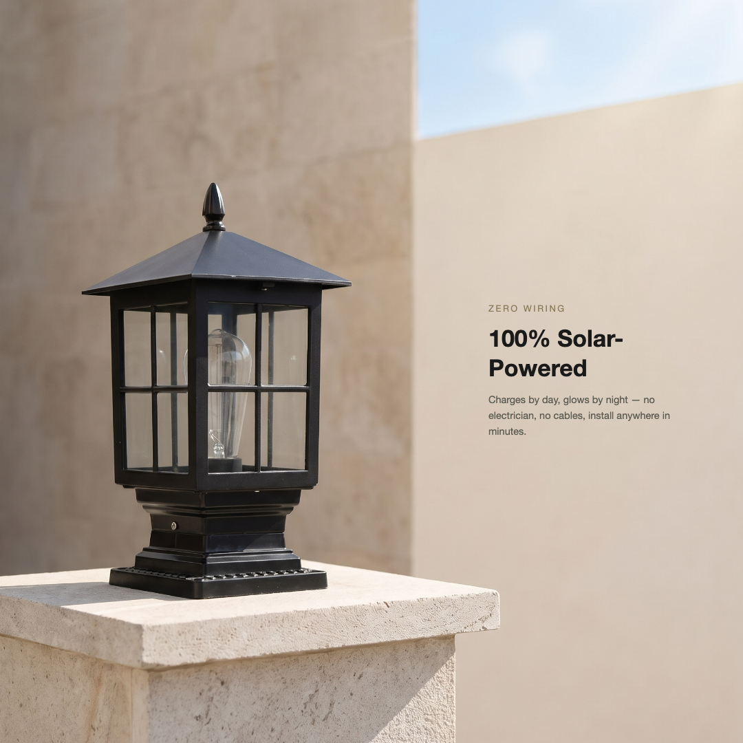 Solarna Lampa Słupkowa na Bramę – widok produktu 5 | Nuvira Home