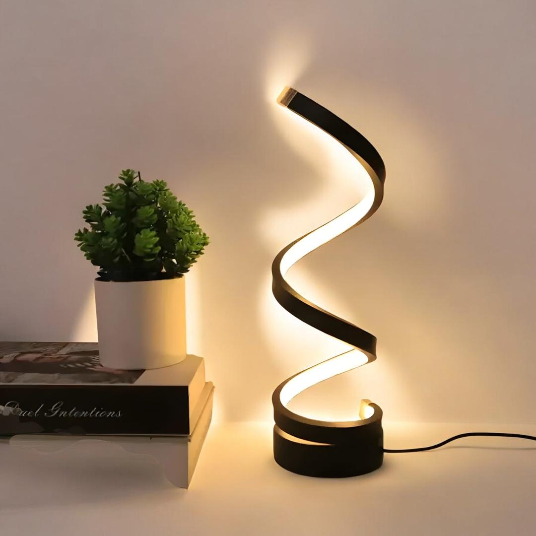 Spiralna Lampa Stołowa LED – Współczesna Rzeźba – widok produktu 1 | Nuvira Home