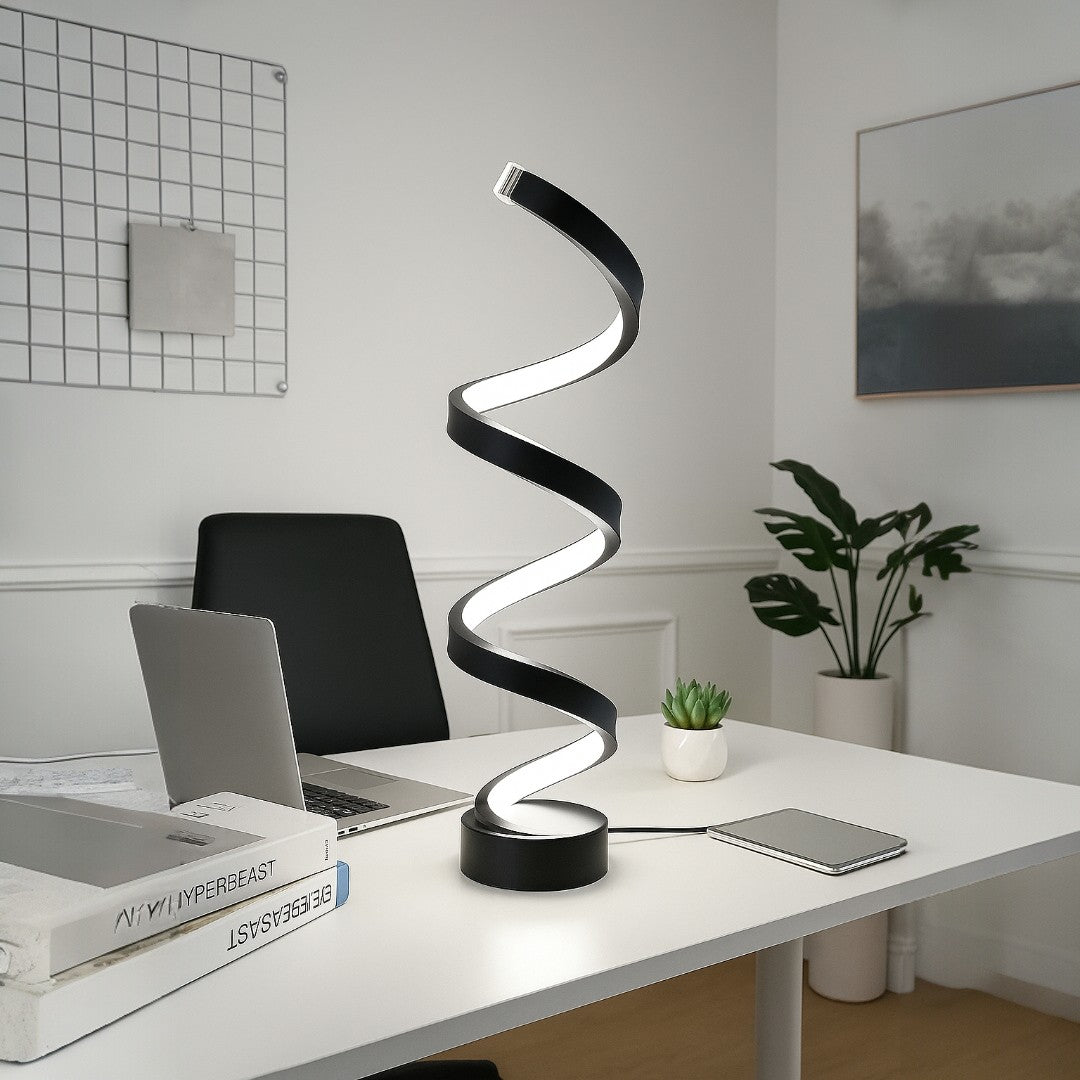 Spiralna Lampa Stołowa LED – Współczesna Rzeźba – widok produktu 2 | Nuvira Home