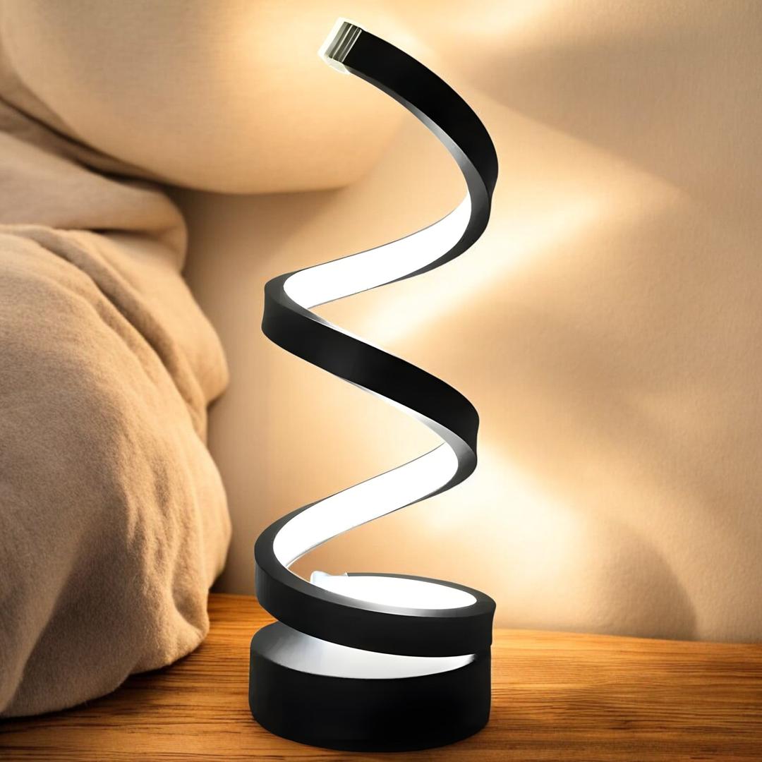 Spiralna Lampa Stołowa LED – Współczesna Rzeźba – widok produktu 7 | Nuvira Home