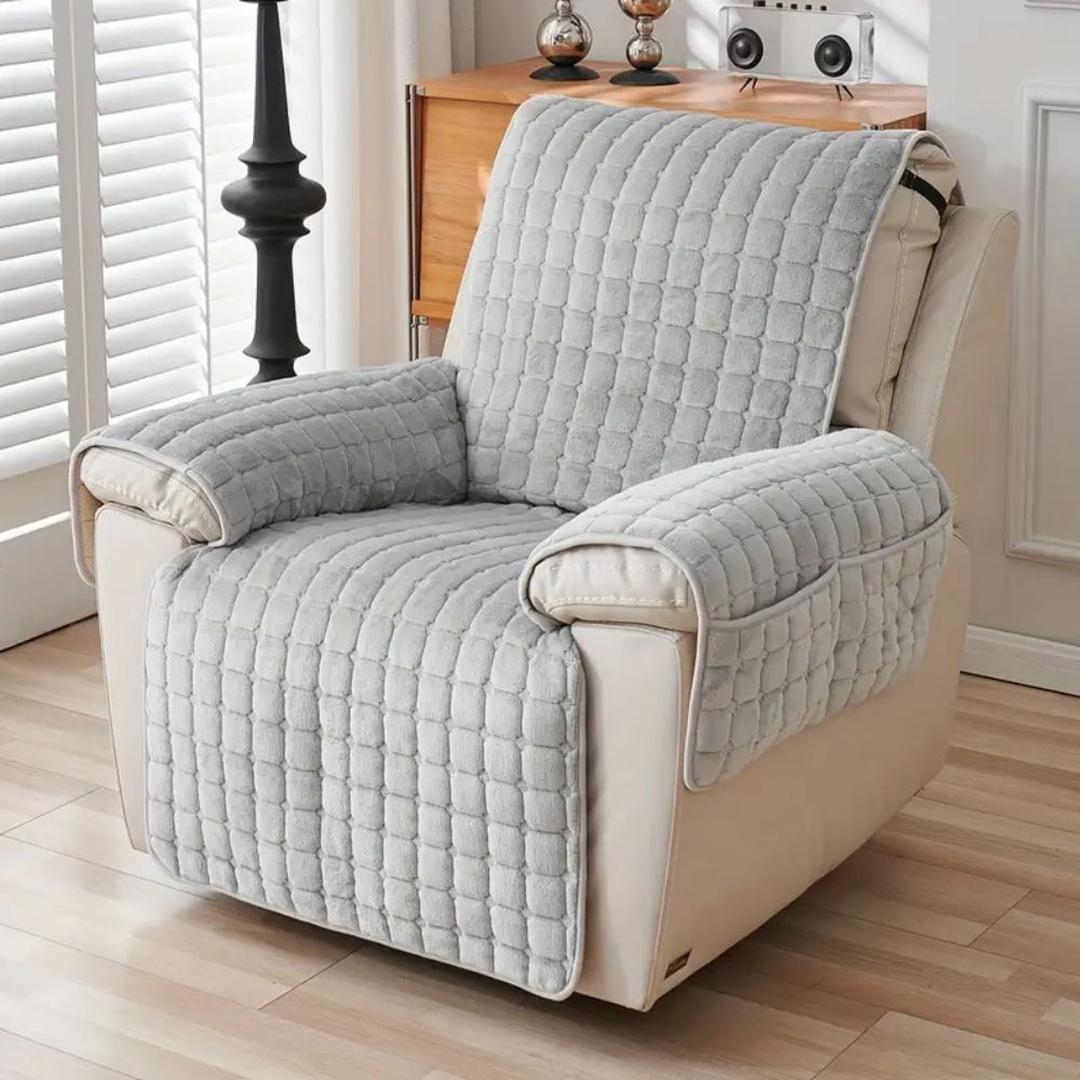 Stylowy Pokrowiec Na Fotel Snug Grid – Z Kieszenią Boczna – widok produktu 5 | Nuvira Home