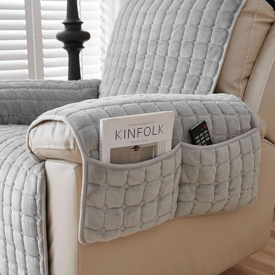 Stylowy Pokrowiec Na Fotel Snug Grid – Z Kieszenią Boczna – widok produktu 10 | Nuvira Home