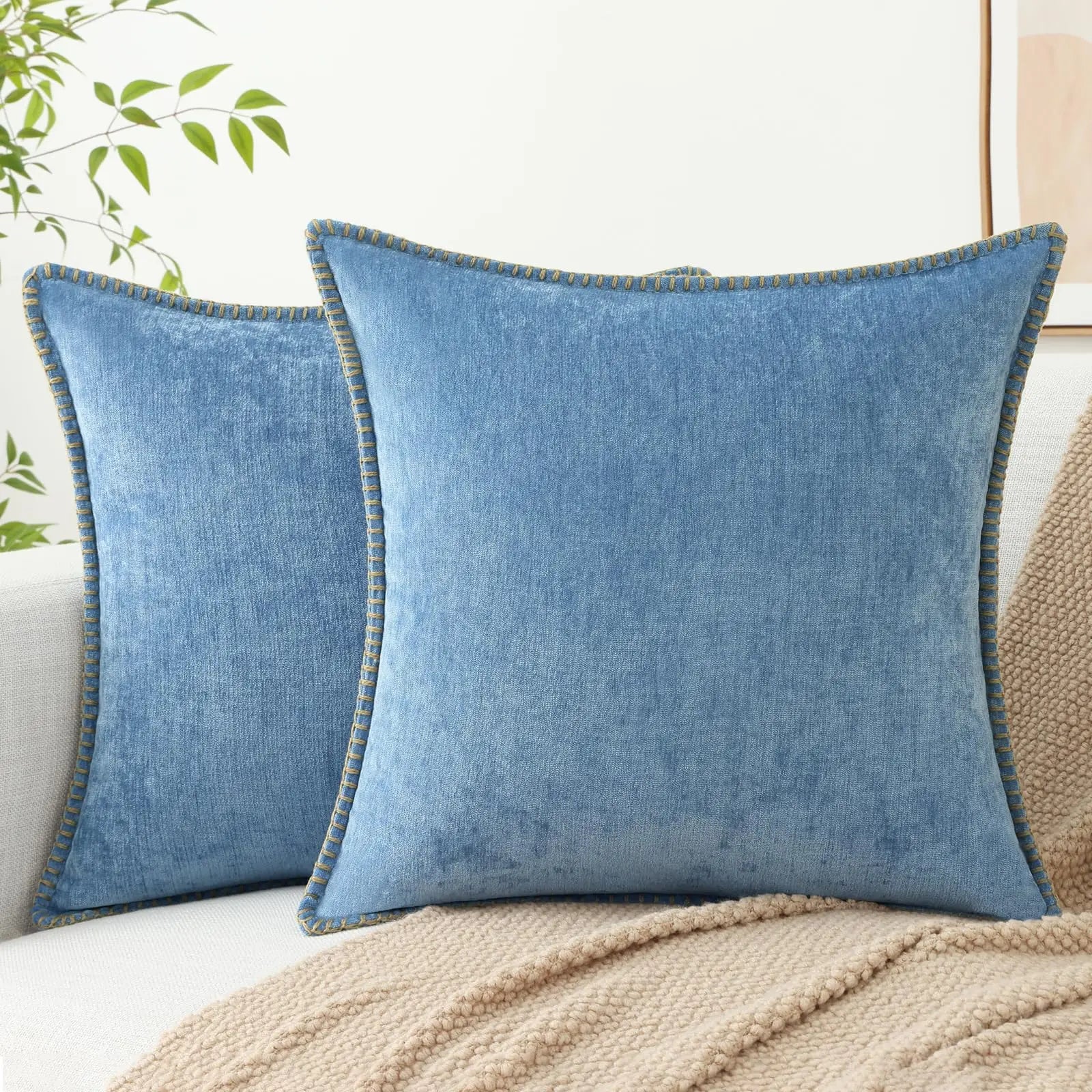 Szenilowa Poszewka na Poduszkę z Przeszyciem – widok produktu 10 | Nuvira Home