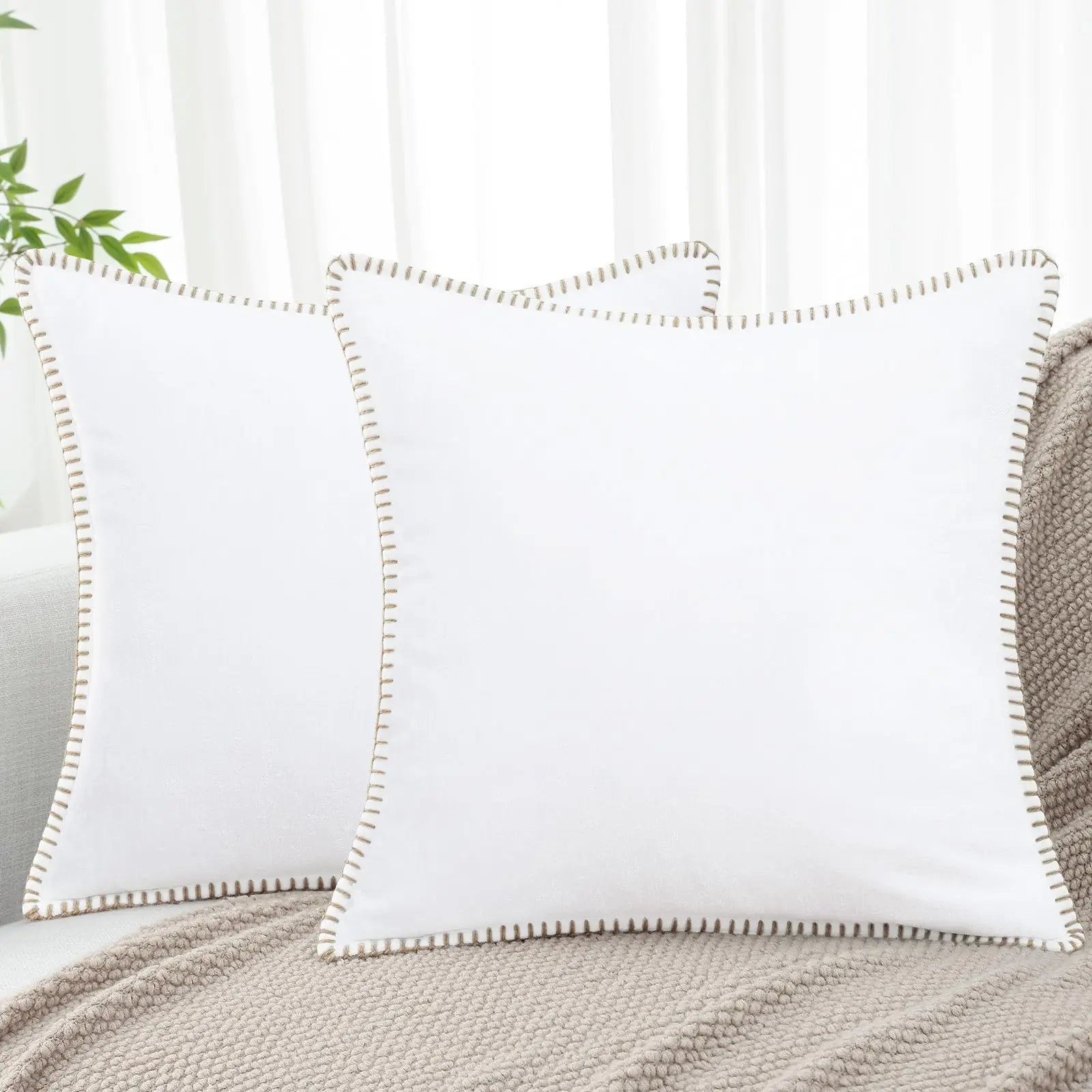 Szenilowa Poszewka na Poduszkę z Przeszyciem – widok produktu 11 | Nuvira Home