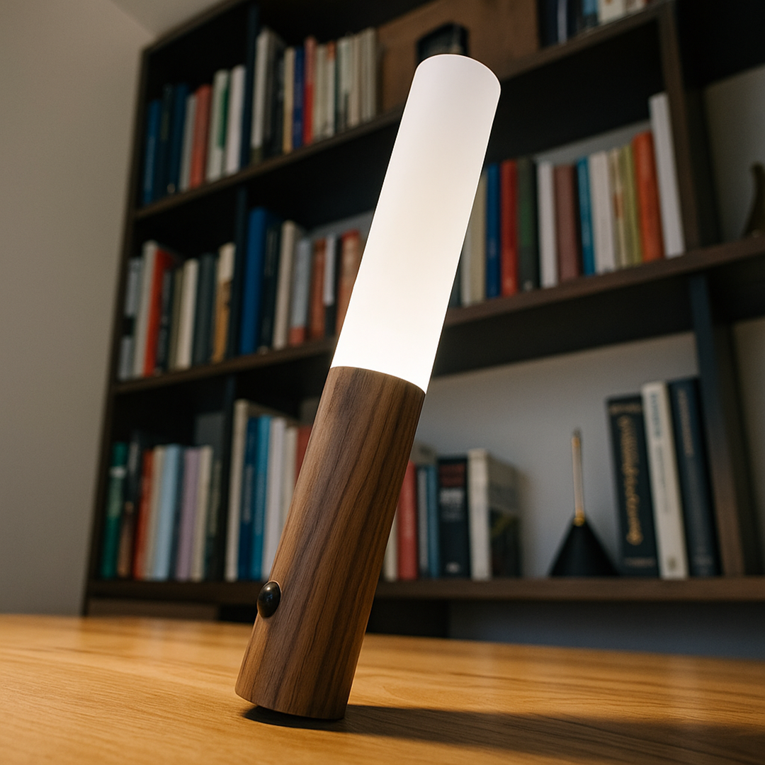 Szklana Lampa Ścienna Z Czujnikiem Ruchu – Drewno – widok produktu 4 | Nuvira Home