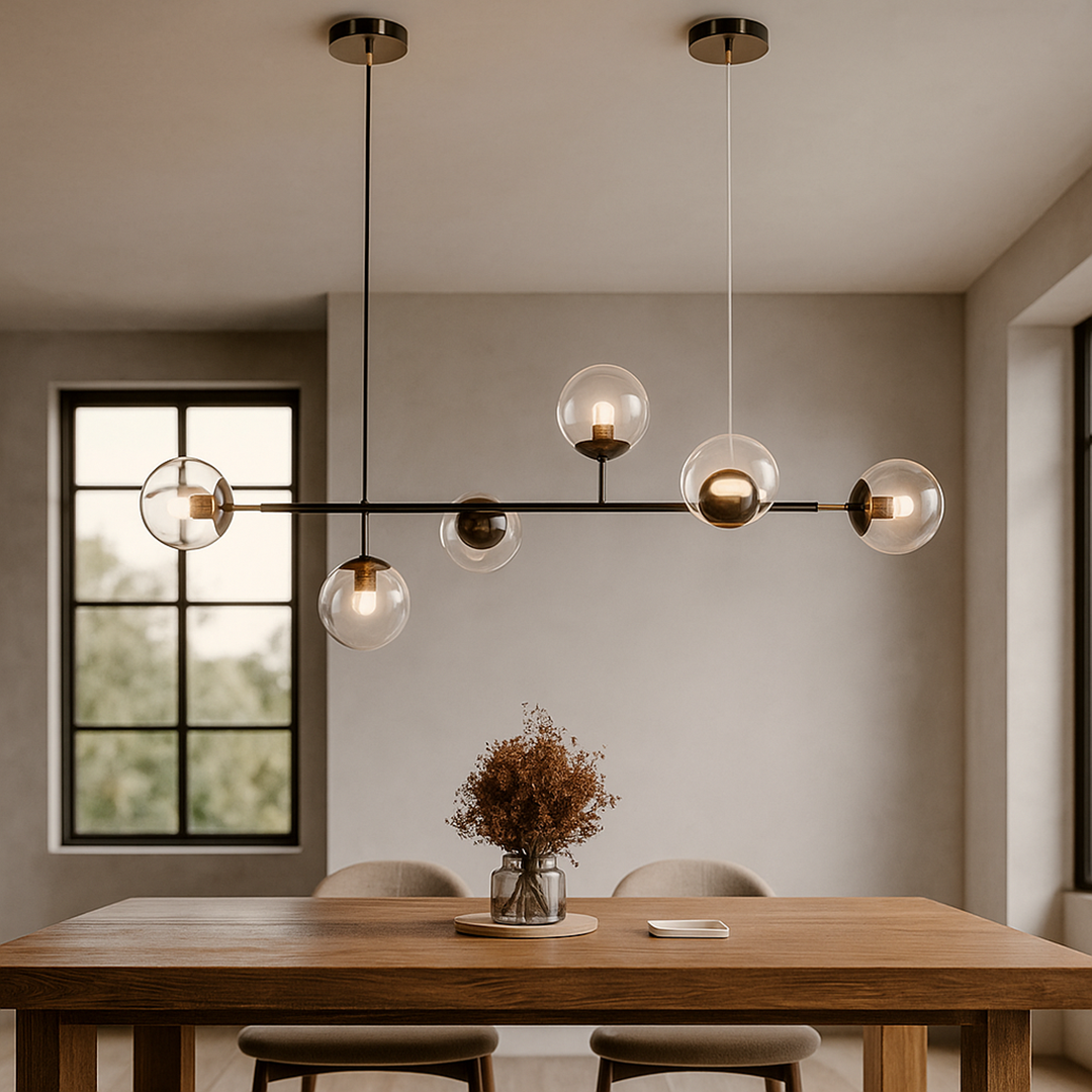 Szklana lampa wisząca w kształcie kuli – Nowoczesny design wnętrz – widok produktu 7 | Nuvira Home