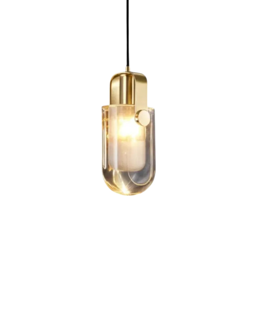 Szklana lampa wisząca z metalowymi akcentami – widok produktu 1 | Nuvira Home