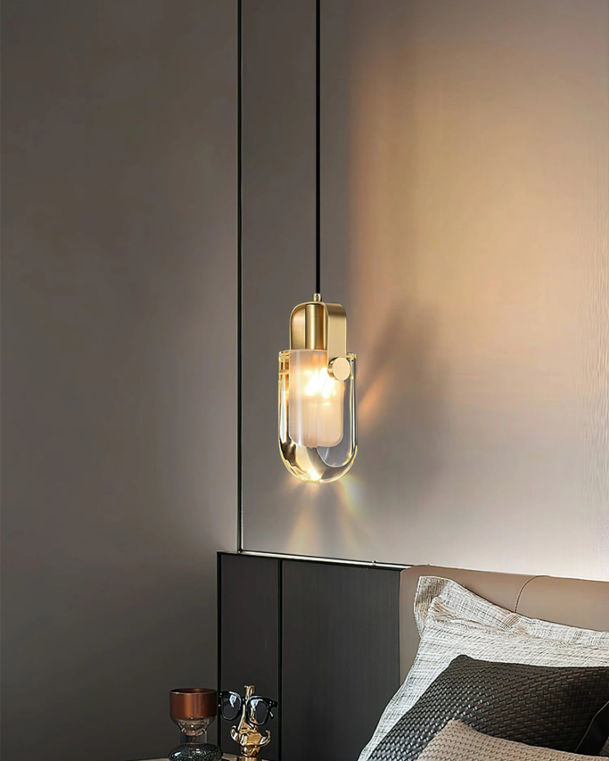 Szklana lampa wisząca z metalowymi akcentami – widok produktu 6 | Nuvira Home
